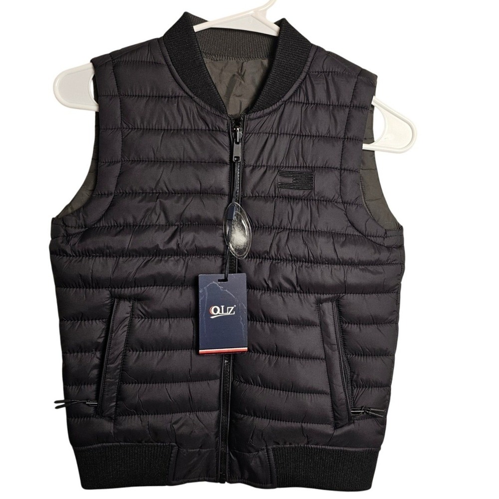 NASA Puffer Vest Black Full Zip Reversable Size 6 Youth‎ NWT